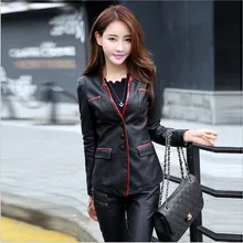 M-5XL женская кожаная куртка, кожаная куртка размера плюс, модная однобортная верхняя одежда с v-образным вырезом и перекрестной спинкой из искусственной кожи высокого качества