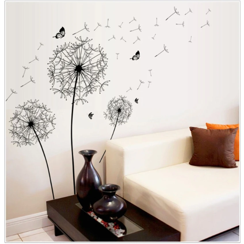 pvc wall decoration happy gift diy new design large black dandelion