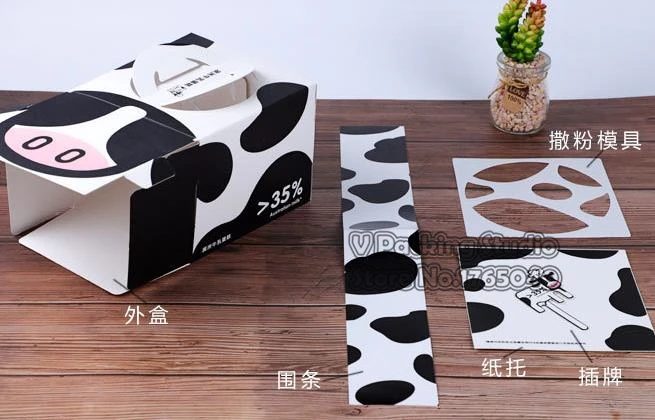 4 inch 6-inch 8-inch Cow pattern cake box cheese Mousse baking package pastry packing boxes 80pcs/lot | Дом и сад