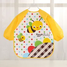 Детские нагрудники с принтами пчелы для маленьких мальчиков и девочек, водонепроницаемый фартук для кормления с длинными рукавами, нагрудник, аксессуары для кормления младенцев@ 35