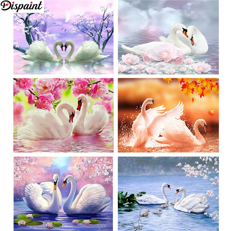 

Dispaint Full Square/Round Drill 5D DIY Diamond Painting "Animal swan scenery" 3D Embroidery Cross Stitch 5D Home Decor Gift