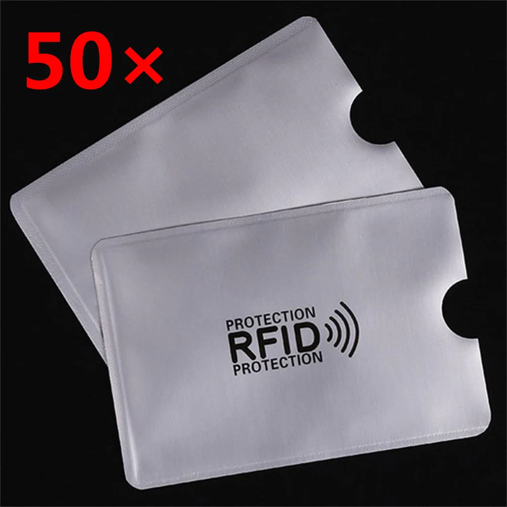50 шт./компл. IC защита кредитной карты RFID экранированная втулка карта Серебристая