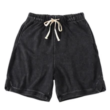 QoolXCWear men Shorts Cotton loose Shorts Vintage-Washed Black Shorts Summer Hip Hop Sweat Shorts Streetwear QoolXCWear men Shorts Cotton loose Shorts Vintage-Washed Black Shorts Summer Hip Hop Sweat Shorts Streetwear
