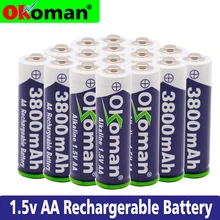 2-20 шт 1,5 V AA Аккумуляторная батарея AA ячейка 3800mah для факела игрушки часы MP3-плеер Замена батареи