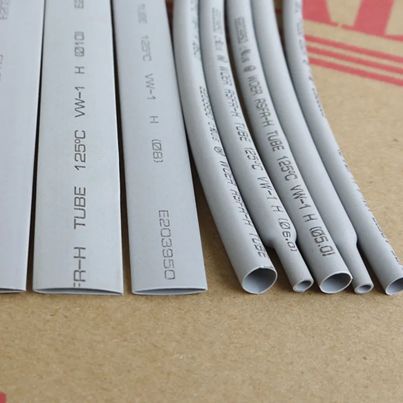 

5M/Lot Gray - 2MM 4MM 6MM 8MM 10MM 12MM Assortment Ratio 2:1 Polyolefin Heat Shrink Tube Tubing Sleeving Cable Sleeves