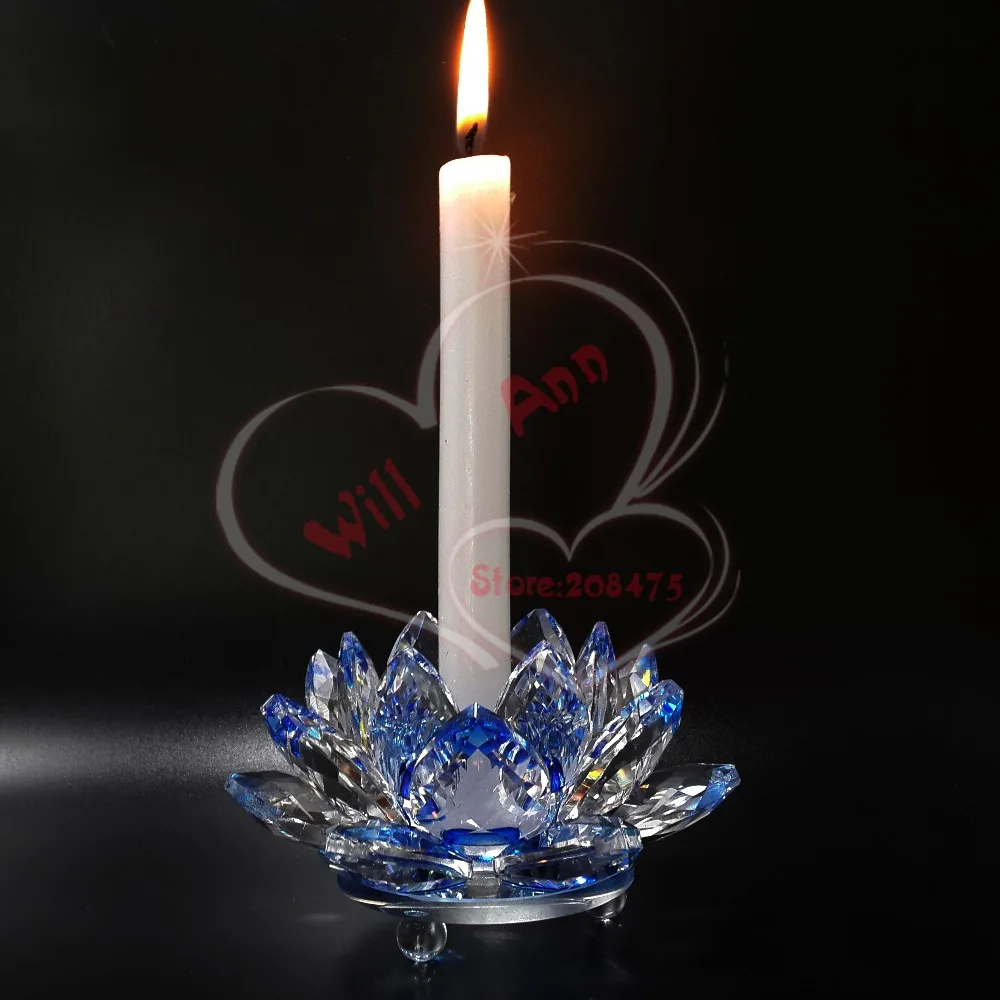 High Quality Machine Cut Lotus Candle Holder Crystal Wedding Decoration Wedding Giftsin Candle