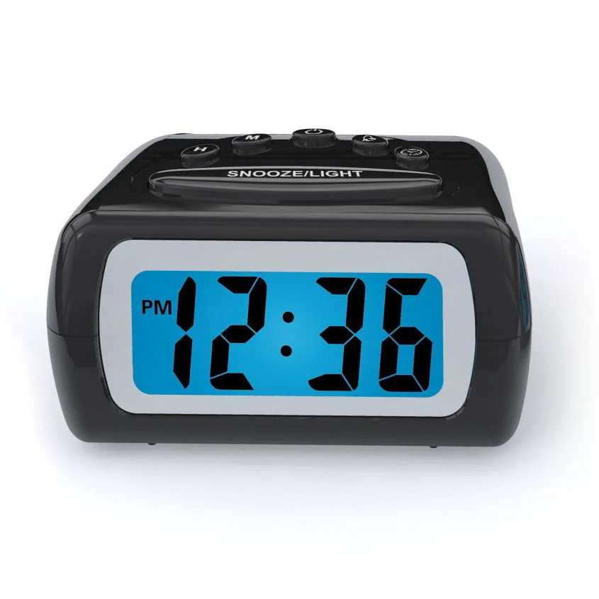 Electronic LCD digital alarm clock with backlight Creative oval mini