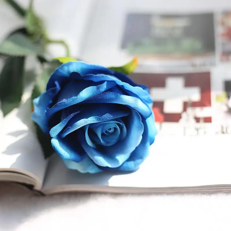 2 шт./лот 51 см 13 цветов шелковые искусственные цветы розы для свадебного украшения розы Искусственные цветы вечерние украшения для дома - Цвет: blue