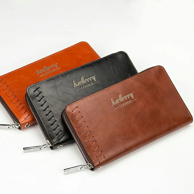 

Men wallets with coin pocket long zipper coin purse for men clutch business Male Wallet zipper Vintage Large Wallet Purse