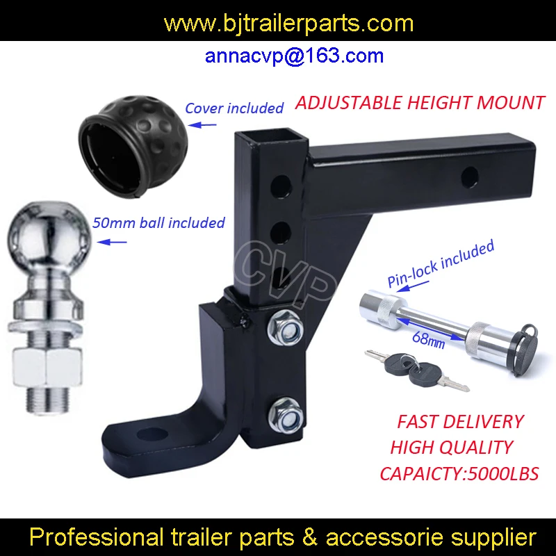 

CVP 10" Adjustable height towbar hitch ball mount 5000lbs Trailer Drop for 2" Receiver,trailer parts with 50mm ball