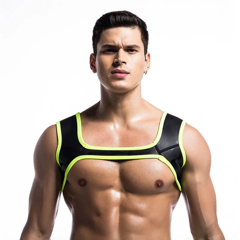 Fitness Men Protective Gear Tank Plus Size Harness Chest Patchwork