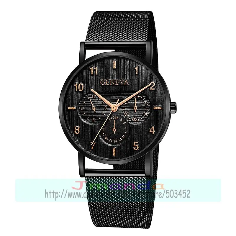 100pcs/lot Geneva 661 High Quality Alloy Mesh Watch Geneva Brand Three