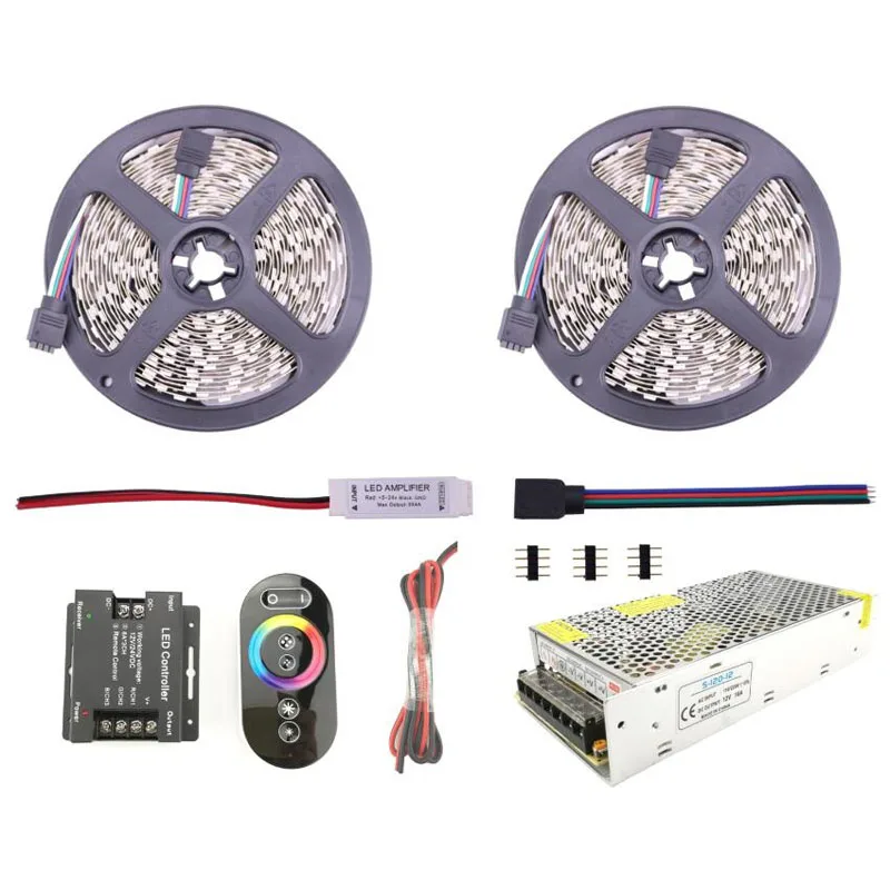 

LED Strip 5050 RGB Ambilight 10 Meters 15 Meters Rope 60 leds/m + 12V 24V LED Controller Color Ring Touch Control + AC Adapter