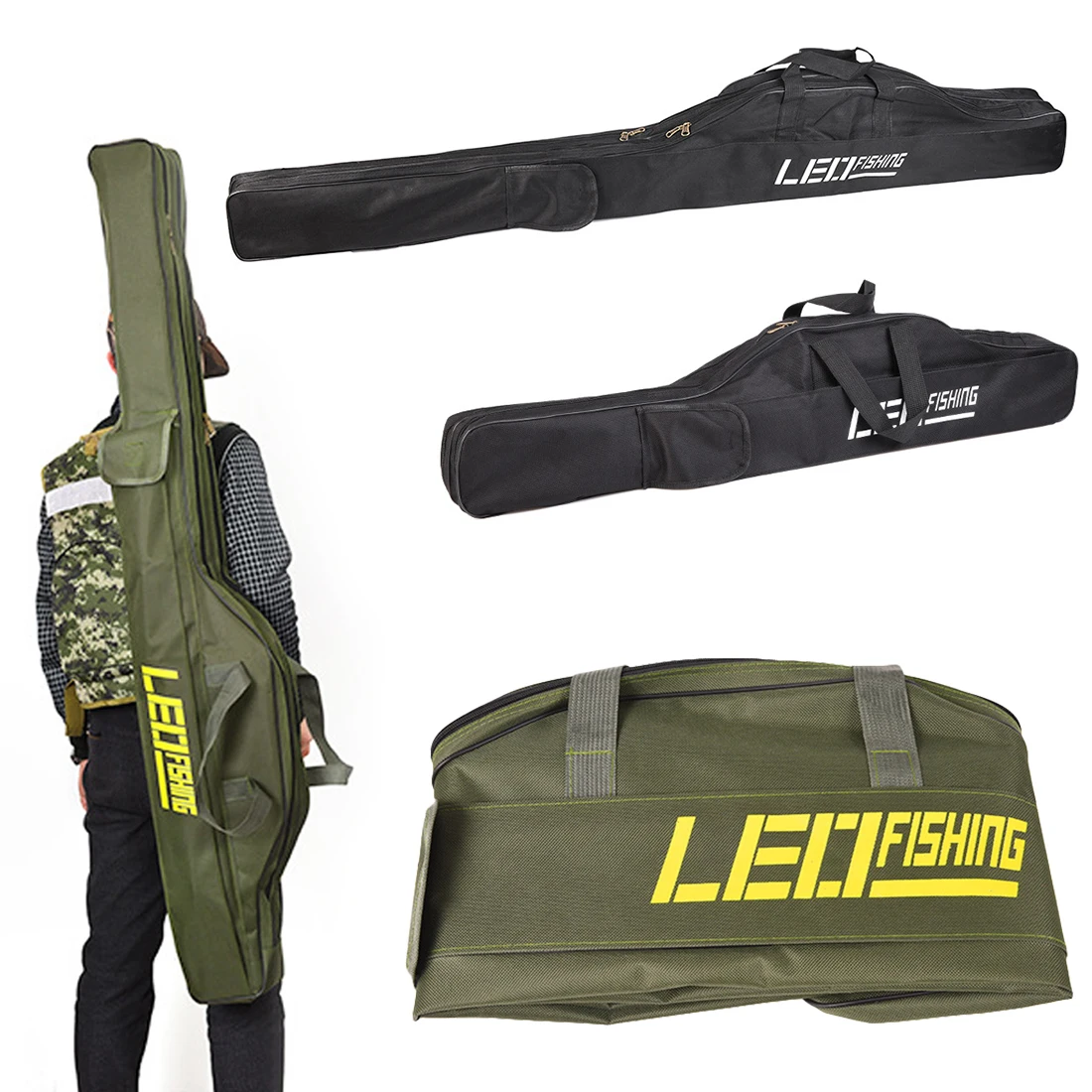 Pro 100cm/150cm Foldable Fishing Rod Bags Fishing Bags 420D Zipped Case