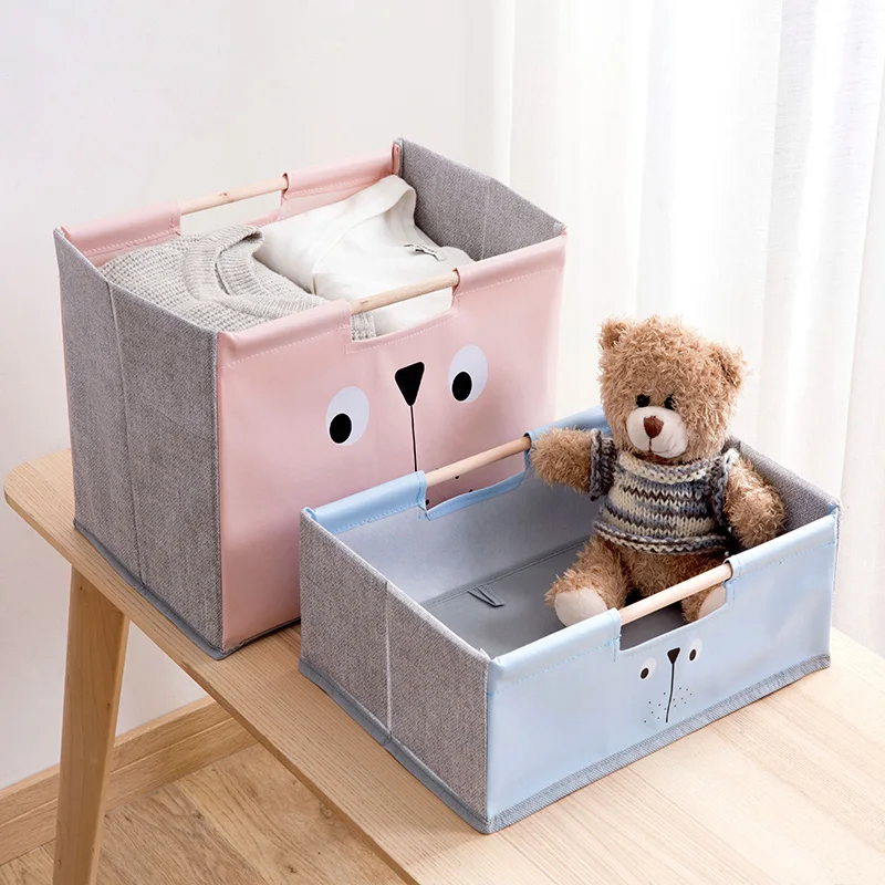 

Cartoon Cloth Storage Basket Bathroom Living Room Storage Basket Kitchen Debris Desktop Toy Snacks Portable Folding Organize
