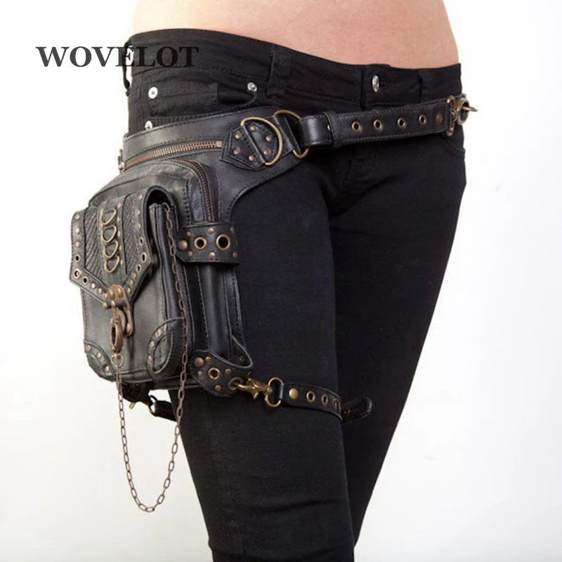 FGGS جلدية للجنسين الخصر حزمة الساق قطرة أكياس دراجة نارية Crossbody رسول الكتف حزام بوم الورك محفظة الحقيبة الفخذ فاني أكياس