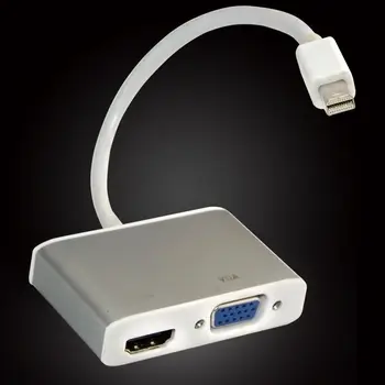 

2 in 1 Mini DisplayPort DP Female to Digi-Port Adapter dual HDMI + VGA Female