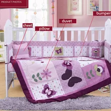 4 шт., детская кроватка с вышивкой для маленьких мальчиков, набор для детской кроватки с рисунком животных, включает в себя(бампер+ пододеяльник+ простыня+ подушка