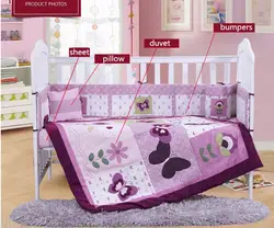 4 шт., детская кроватка с вышивкой для маленьких мальчиков, набор для детской кроватки с рисунком животных, включает в себя (бампер +