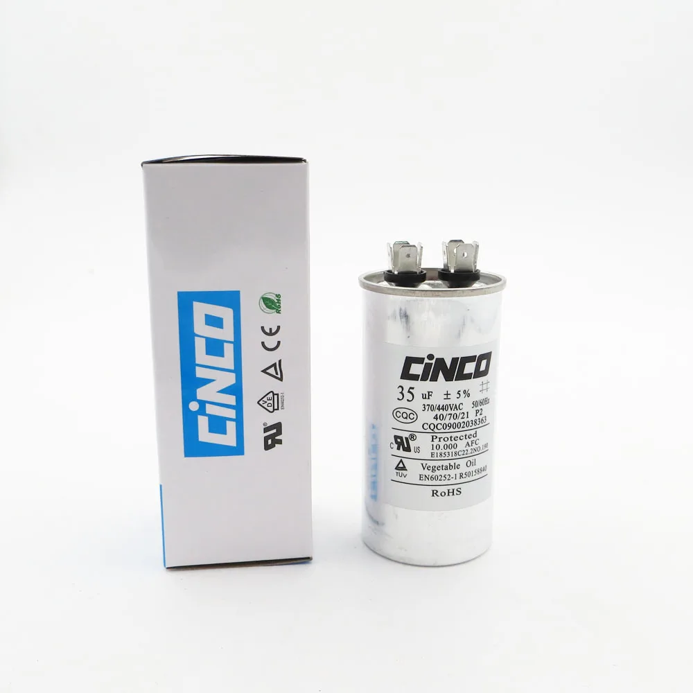 

35 uF 370/440 VAC Run Capacitor Air Conditioner Compressor Motor Start Capacitor CBB65 Aluminum Can P2 CBB65A-1 35 35mf 450V