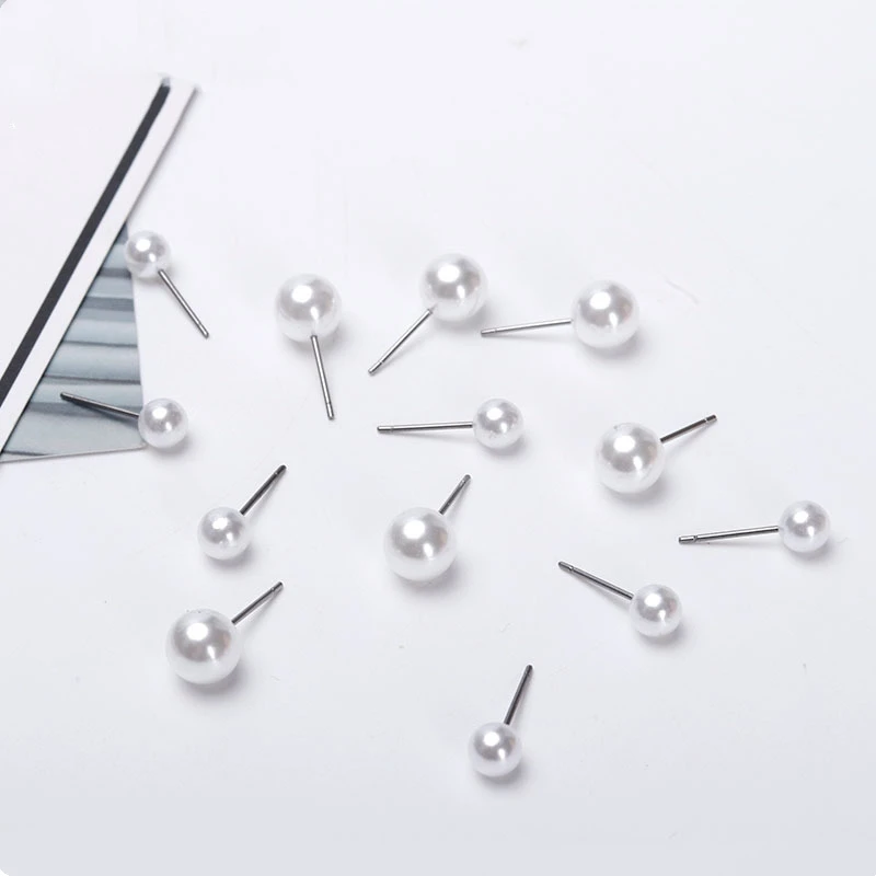 

20pcs 6/8/10mm Imitation Pearls Stud Earrings DIY Handmade Ear Jewelry Findings Earring Making Accessories Women Gifts Wholesale