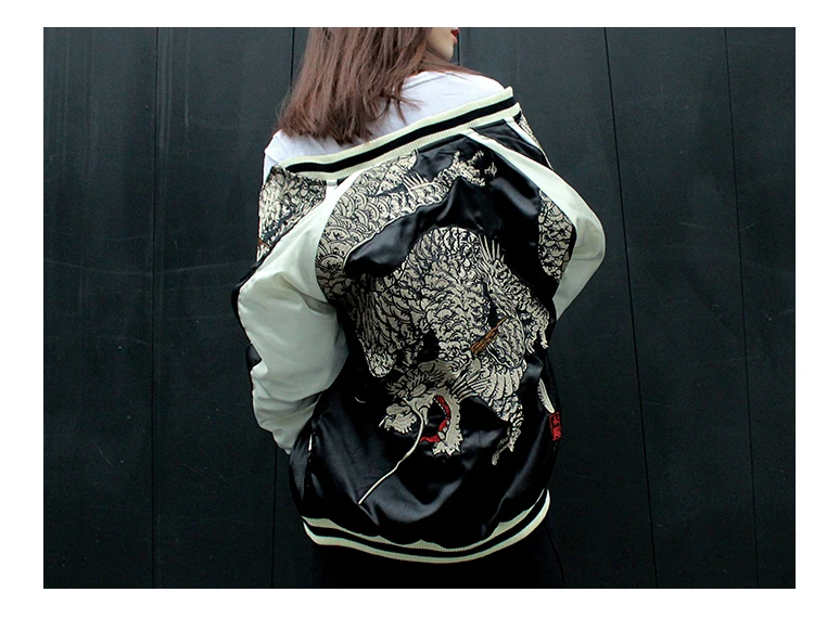 Японская куртка с вышивкой Иокогама, весенняя и осенняя Мужская и Женская бейсбольная куртка с китайским драконом, Ins, супер огненное пальто