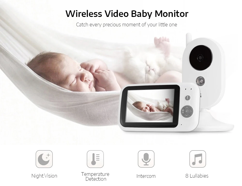 Прямая доставка CYSINCOS 3,5 дюймов беспроводной видео детский монитор с высоким разрешением цифровой Мониторинг сна 2Way датчик температуры