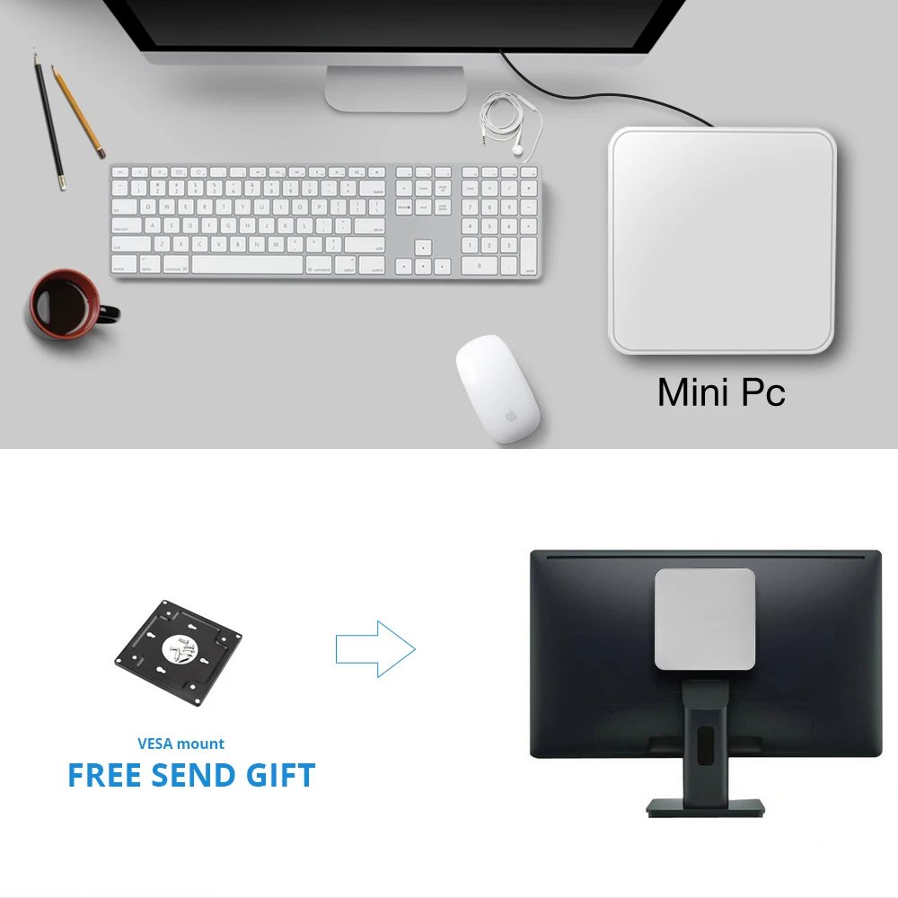 XCY X26 Mini PC Intel Core i7 7500U i5 7200U i3 7100U Windows 10 Linux 4 K UHD HTPC HDMI VGA 300 M WiFi Gigabit Ethernet 6*6 * USB