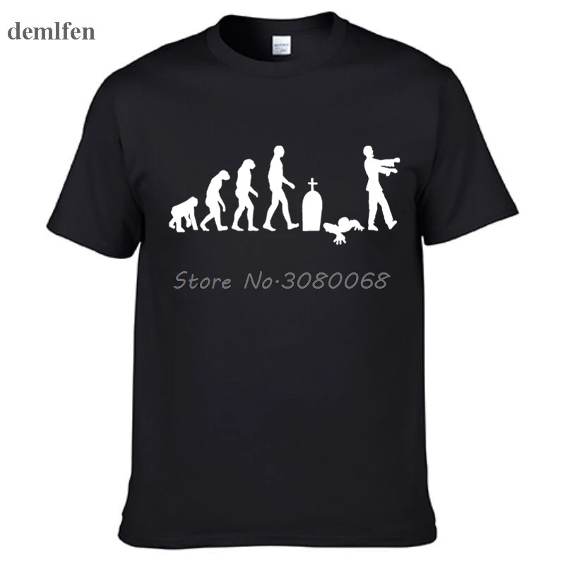 

Fashion Casual Cotton Male TShirts Novelty Zombie Evolution T-shirt Men Funny Design T Shirt Summer Cool Tees Tops