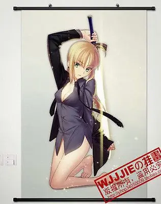 Аниме Fate/Zero Saber Домашний декор плакат стены прокрутки 60*90 см