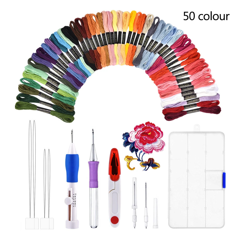 

Magic DIY Embroidery Pen Set Knitting Sewing Tool Punch Needle Kit Sewing Stitching Punch Needle Punching Set Tool Kit
