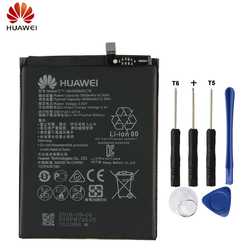 

HuaWei Original HB406689ECW Battery For Huawei Enjoy 7 Plus 8 Plus Y7 Prime Genuine Replacement Phone Battery 4000mAh + Tools