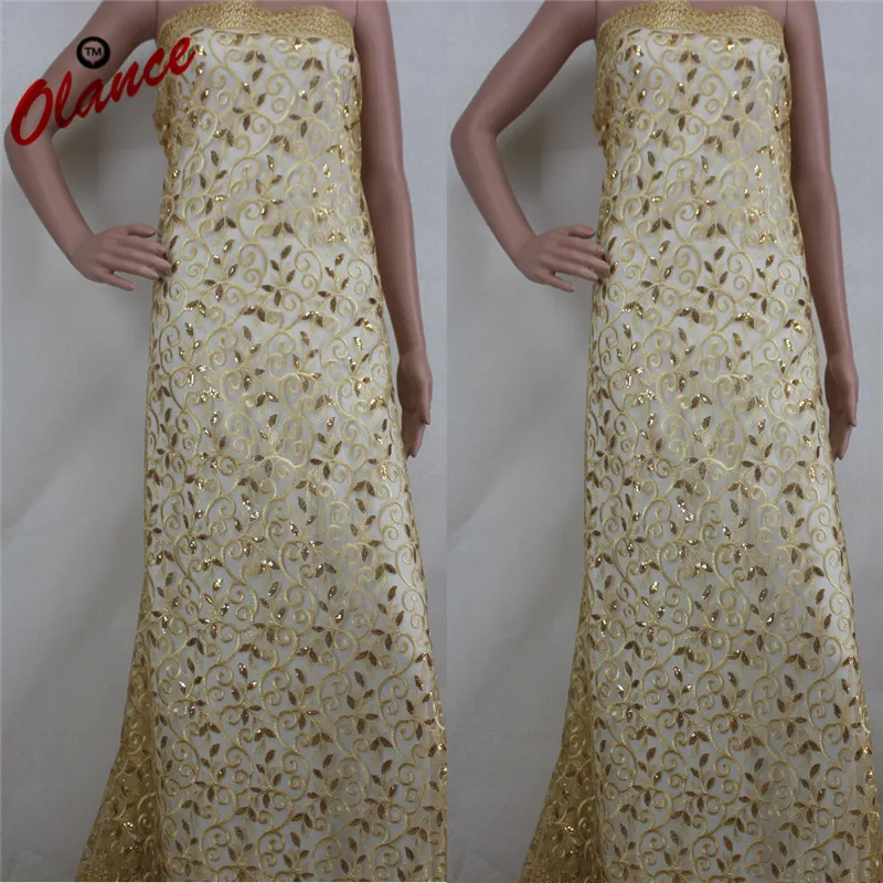 Download Wonderful Embroidered Vines with same color Sequins French net lace Dress PF98 Good Quality ...