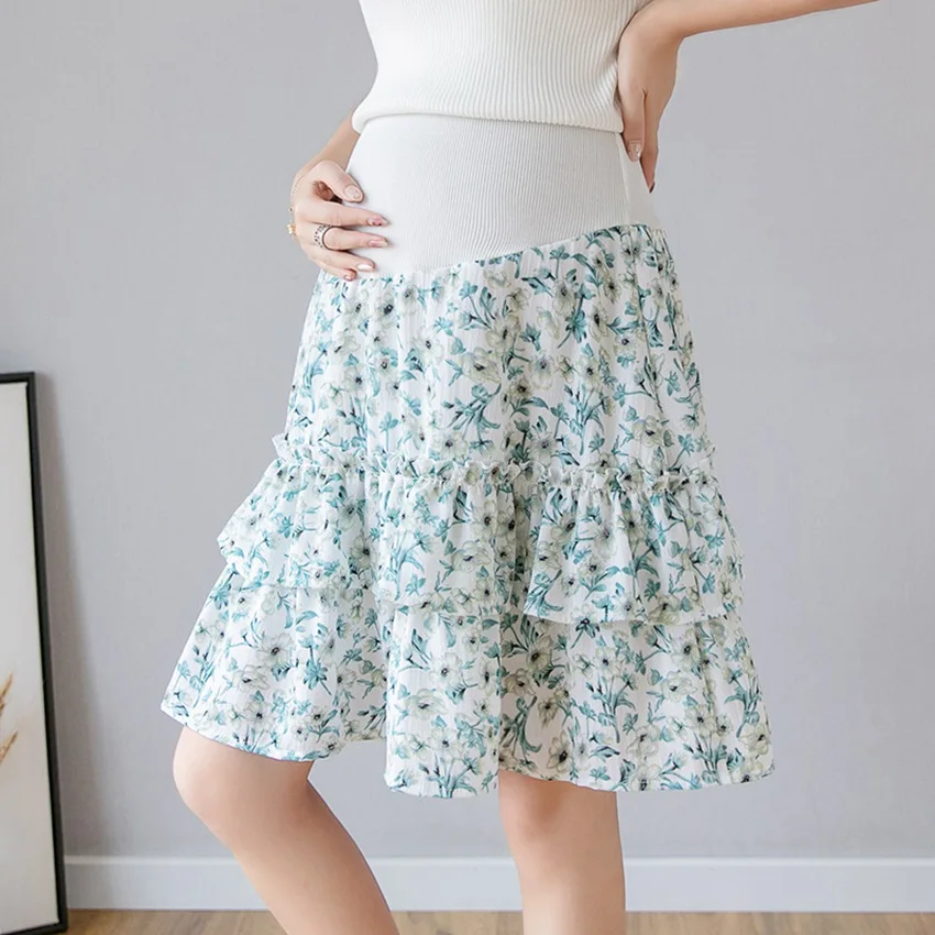 

New pregnant women summer chiffon skirt floral torso short skirt Korean version of the loose skirt pants
