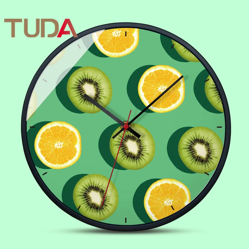 

TUDA Creative Living Room Fashion Fruit Metal Wall Clock European Creative Mute Decorative Clocks Modern Minimalist Wall Clock