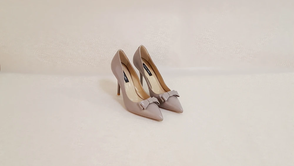 SANLUME/осенние серые туфли-лодочки на каблуке; женская обувь; женские туфли на очень высоком каблуке с бантиком-бабочкой на шпильке; женская пикантная обувь для вечеринок