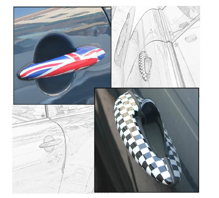 Укладки наклейка для дверной ручки наклейки BMW MINI COOPER Countryman R50 R52 R53 R55 R56 R57 R58 R59 R60 R61