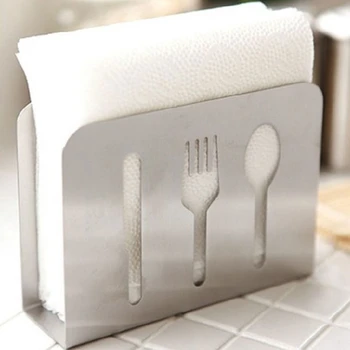 

Top Quality Stainless Steel Napkin Rack Box Tissue Holder Cutlery Flal Hollow-Out Design