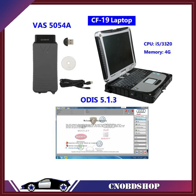 New arrival VAS 5054A Full Chip OKI AMB2300 UDS ODIS V5.1.6 OBD2 Bluetooth Adapter with CF-19 laptop | Автомобили и мотоциклы