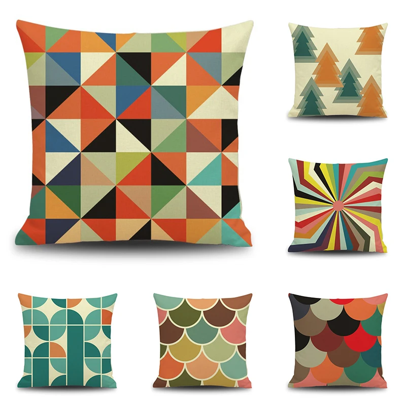 

Nordic Colorful Bohemia Geometry Pattern Printed Throw Pillow case Linen Cotton Cushion Cover decoration for Sofa Car covers