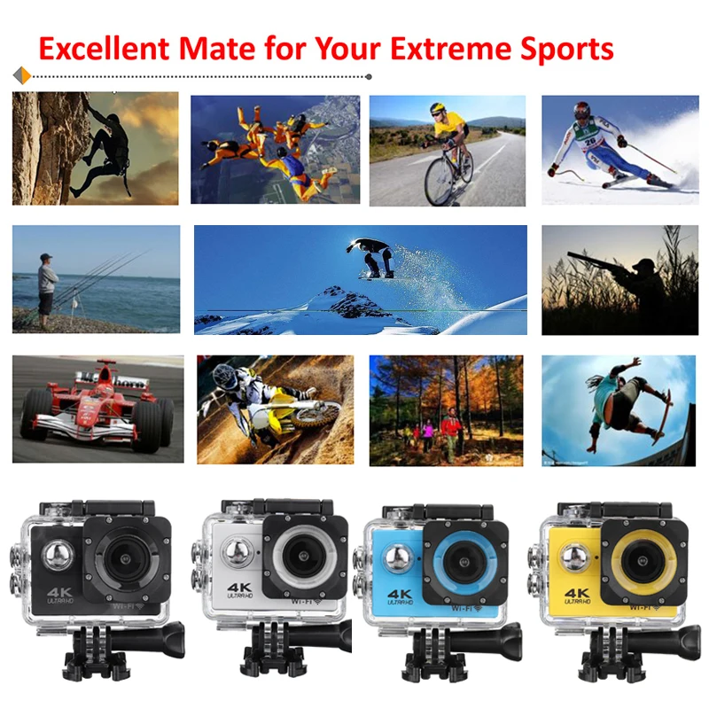 Экшн-камера Ultra Hd 4k 30m Wifi 2,0 170d экран 1080p Подводная Водонепроницаемая Спортивная камера Go Extreme Pro Cam видеокамера