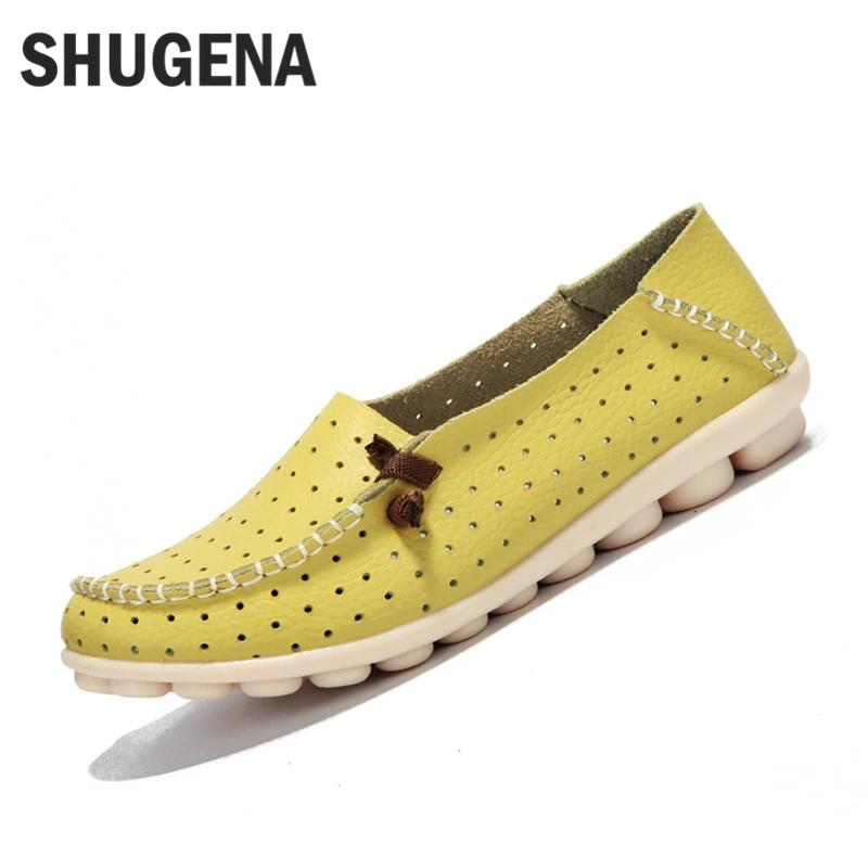 

2018 Genuine leather summer women flats shoes female casual flat shoes loafers shoes slips soft leather red flat women shoes