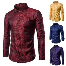 Мужская Повседневная рубашка с вышивкой в этническом стиле, с принтом, с длинным рукавом, с отложным воротником, с принтом, на пуговицах, рубашка, топ, рубашка hombre VE