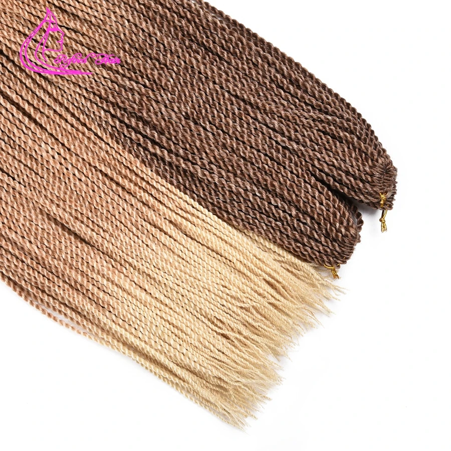 

Refined Hair Crochet Senegalese Twist Braids Synthetic African Braids Ombre Brown Blue Braiding Hair Extensions 30 Strands/pack