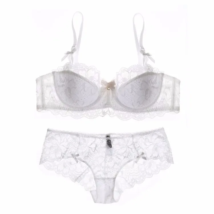 Big size Intimates 70-85 ABCD coppa Euramerican trasparente sexy set reggiseno donna ultrasottile push up biancheria intima giovane donna_voghion.com