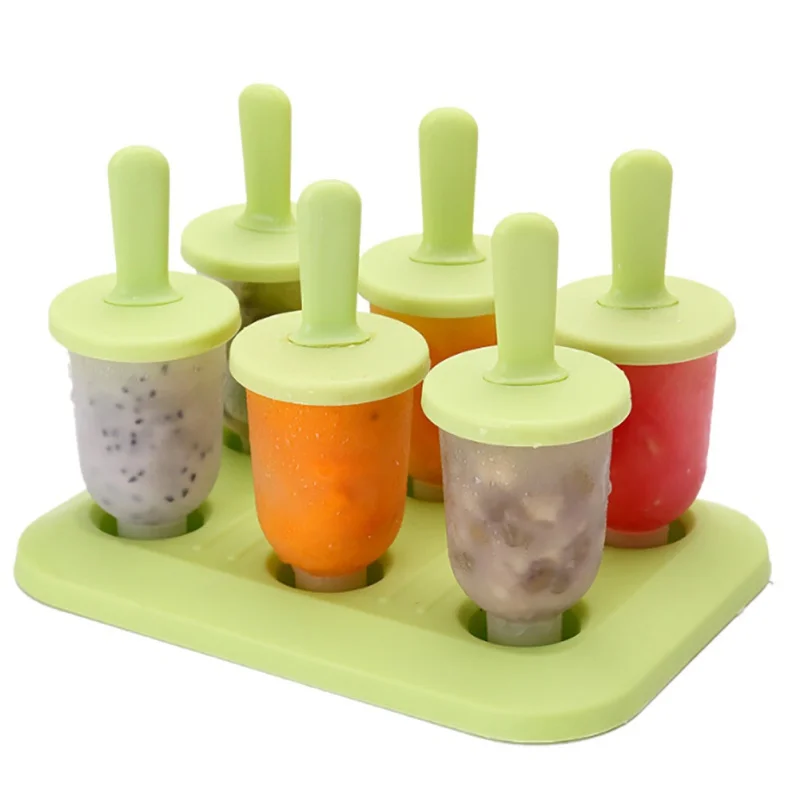 6 Freezer Ice Pop Maker Mold Popsicle Dessert Ice Cream Frozen Pops Cake Treats Kitchen tools