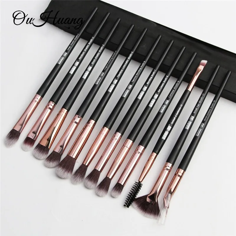 

12PCS Makeup Brushes Set Concealer Eye Shadow Powder Blending Eyeliner Eyelashes Eyebrow Brush Lip Set&Kits For Face Makeup