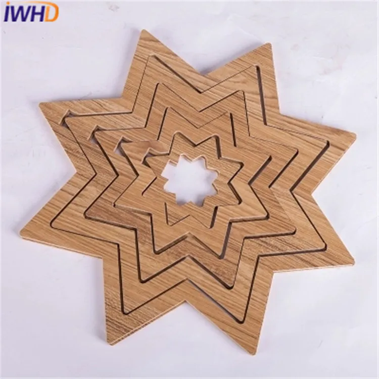 Luces colgantes Led modernas IWHD iluminación de madera creativa lámpara colgante de cocina accesorios de iluminación para lámparas de comedor de restaurante