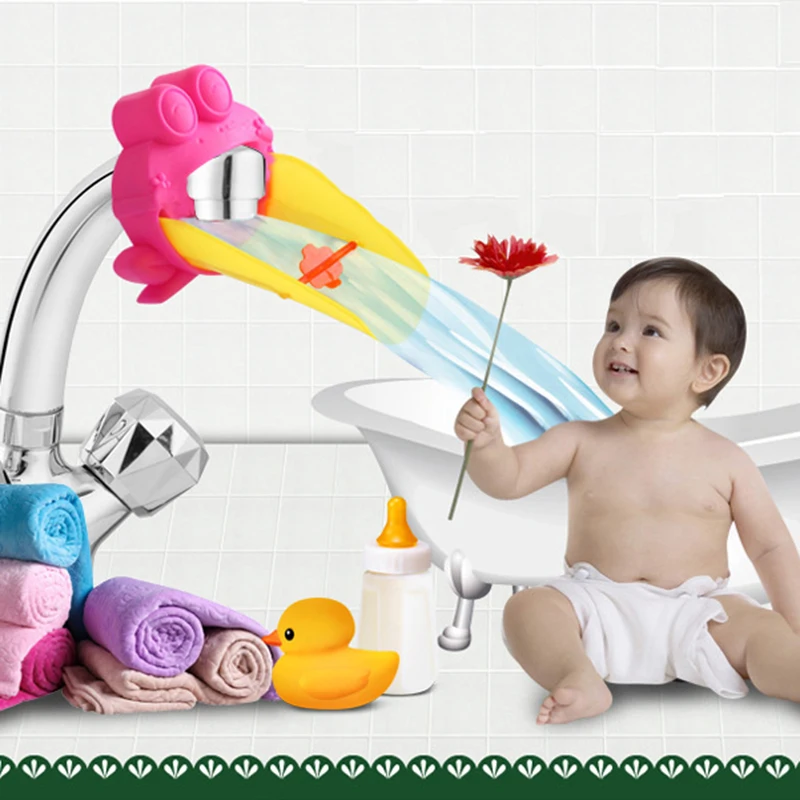 

Baby Cute Frog Extender for Children Washing Hands Convenient Baby Helper Bathroom Sink Faucet Chute Extenders