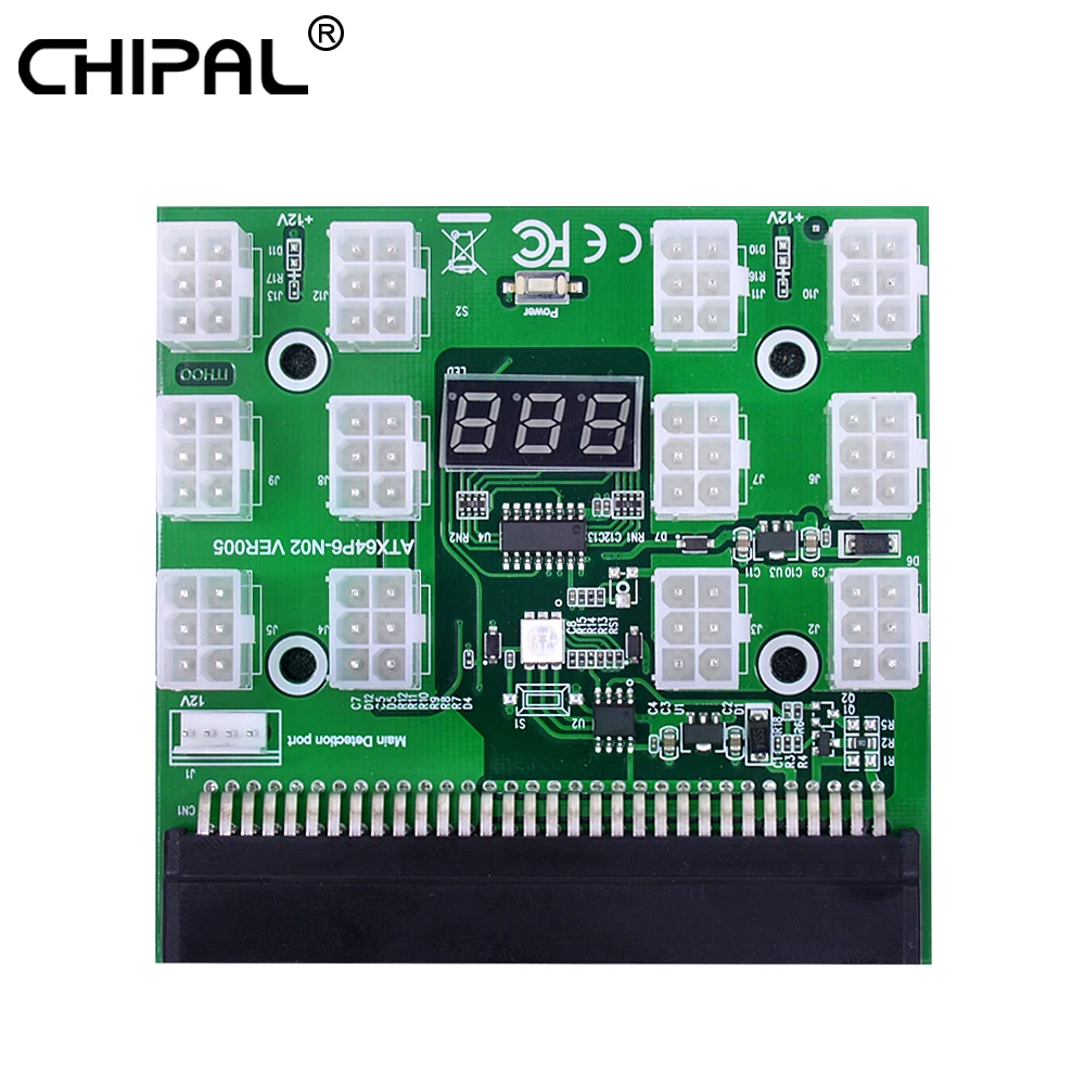 

CHIPAL Breakout Board 12 Port 6Pin Connector Power Module for HP 1200W 750W PSU GPU Miner Mining Bitcoin Ethereum ZEC ZCASH ETH